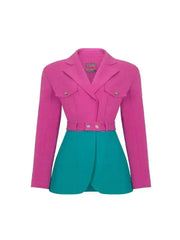Color Block Double Breasted Jacket - Femstylo