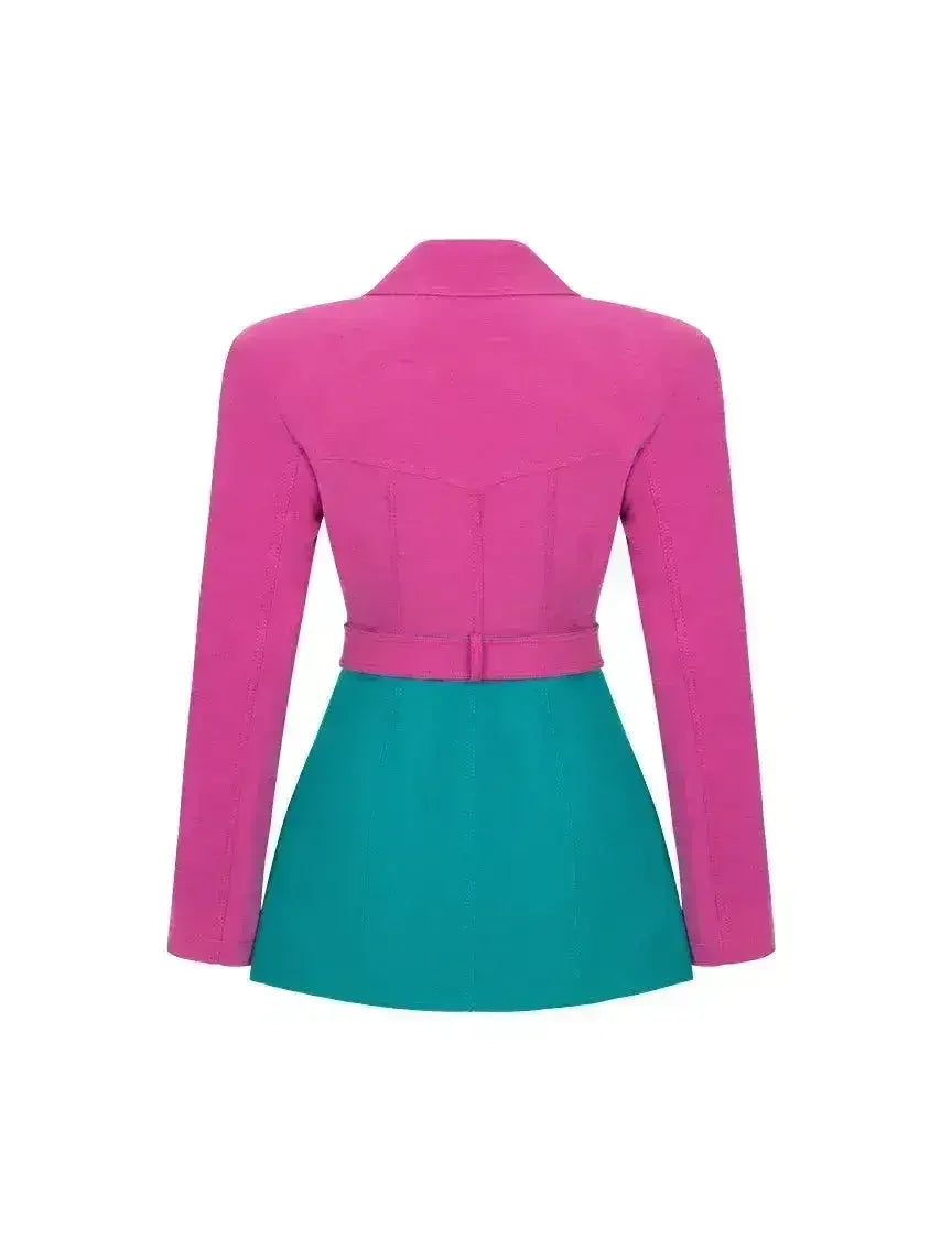 Color Block Double Breasted Jacket - Femstylo