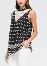 Women's Sleeveless Crochet Trim Top - Femstylo