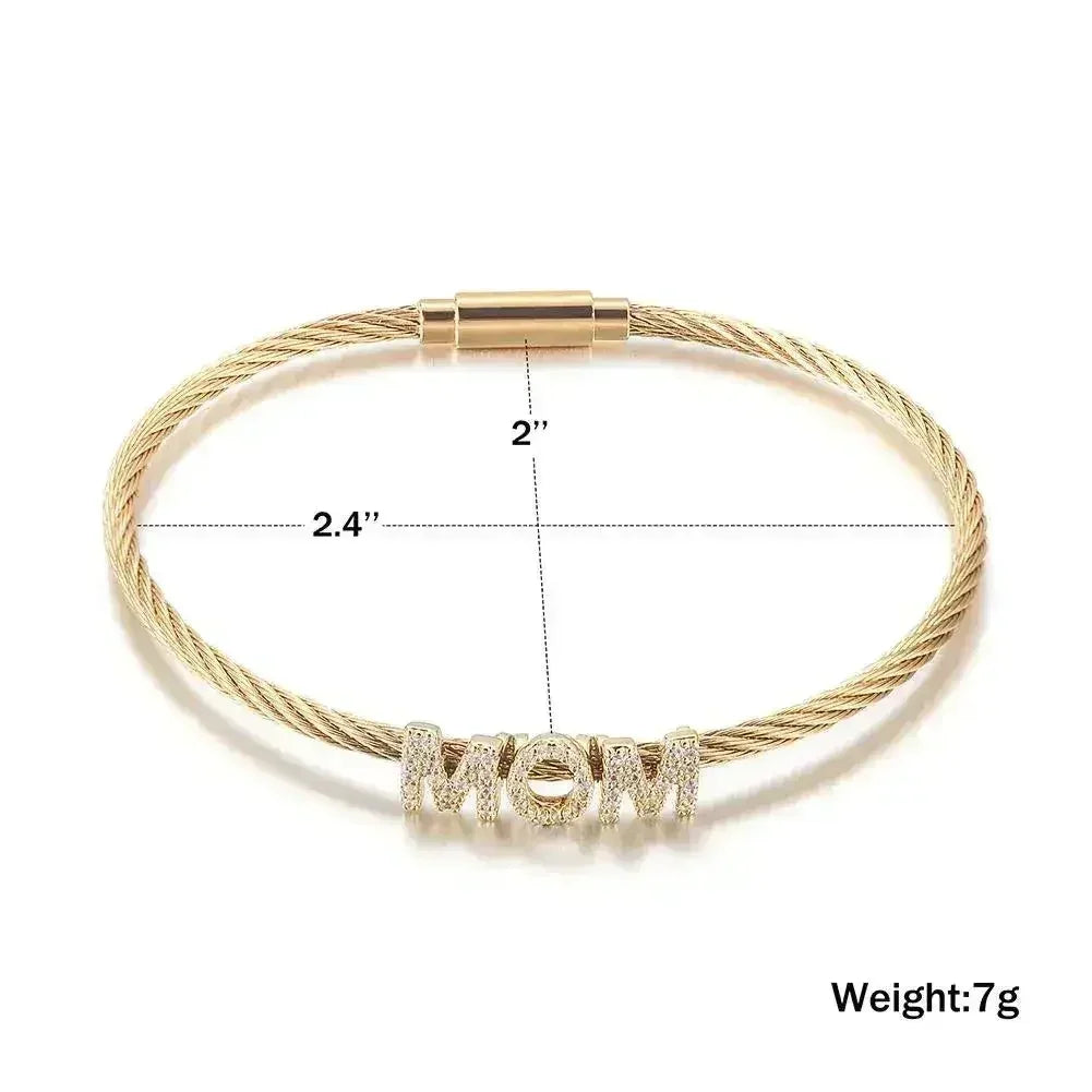 "Mom" Pave Bracelet - Hypoallergenic 316L Stainless Steel Jewelry - Femstylo