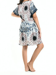 Bohotusk White Pink Inksplash Print Short Skirt SM to LXL - Femstylo