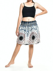 Bohotusk White Pink Inksplash Print Short Skirt SM to LXL - Femstylo