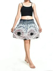 Bohotusk White Pink Inksplash Print Short Skirt SM to LXL - Femstylo