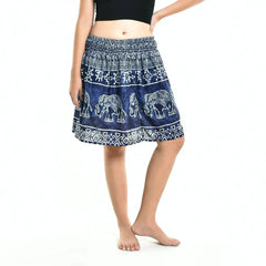 Bohotusk Blue Amboseli Elephant Print Short Skirt SM to LXL - Femstylo