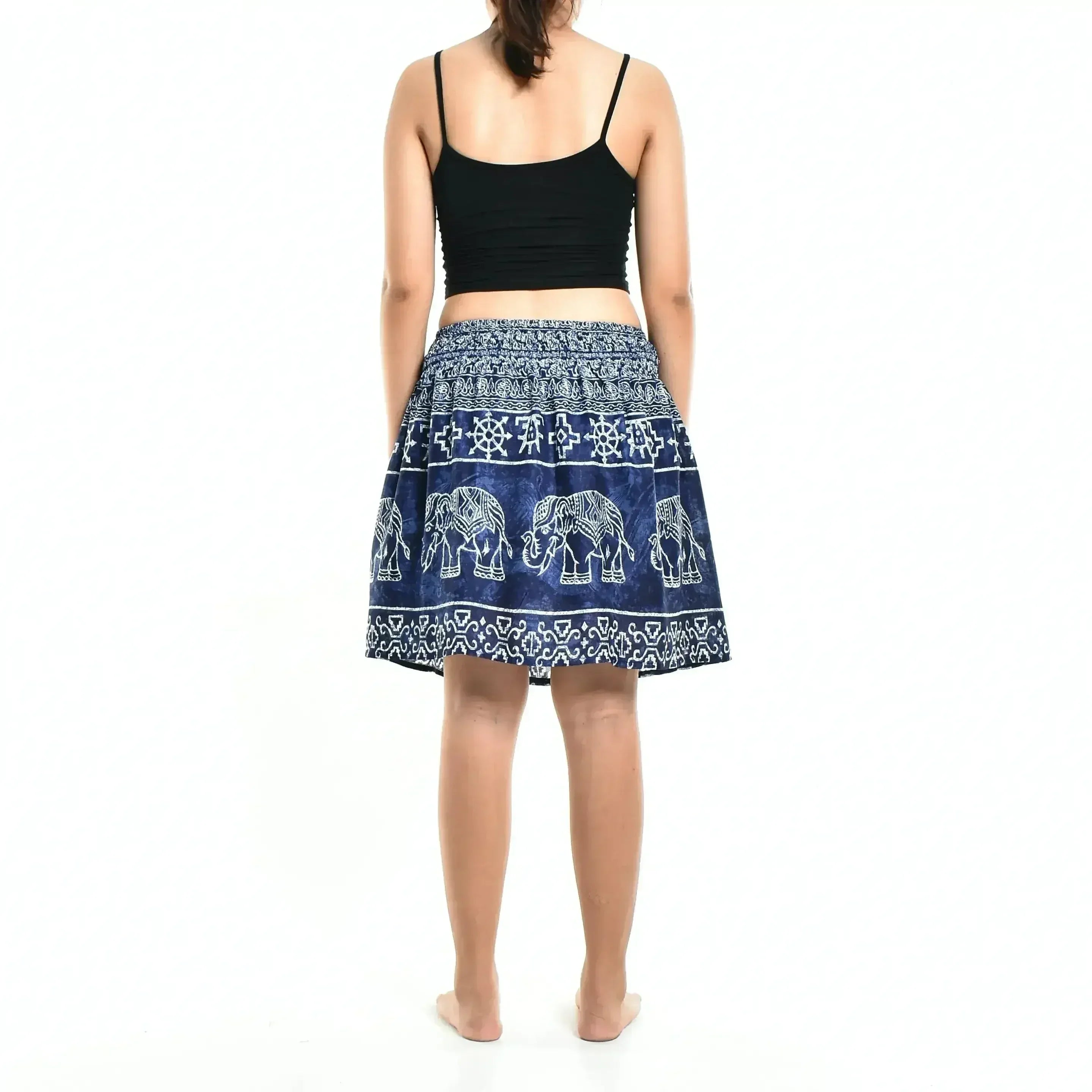 Bohotusk Blue Amboseli Elephant Print Short Skirt SM to LXL - Femstylo