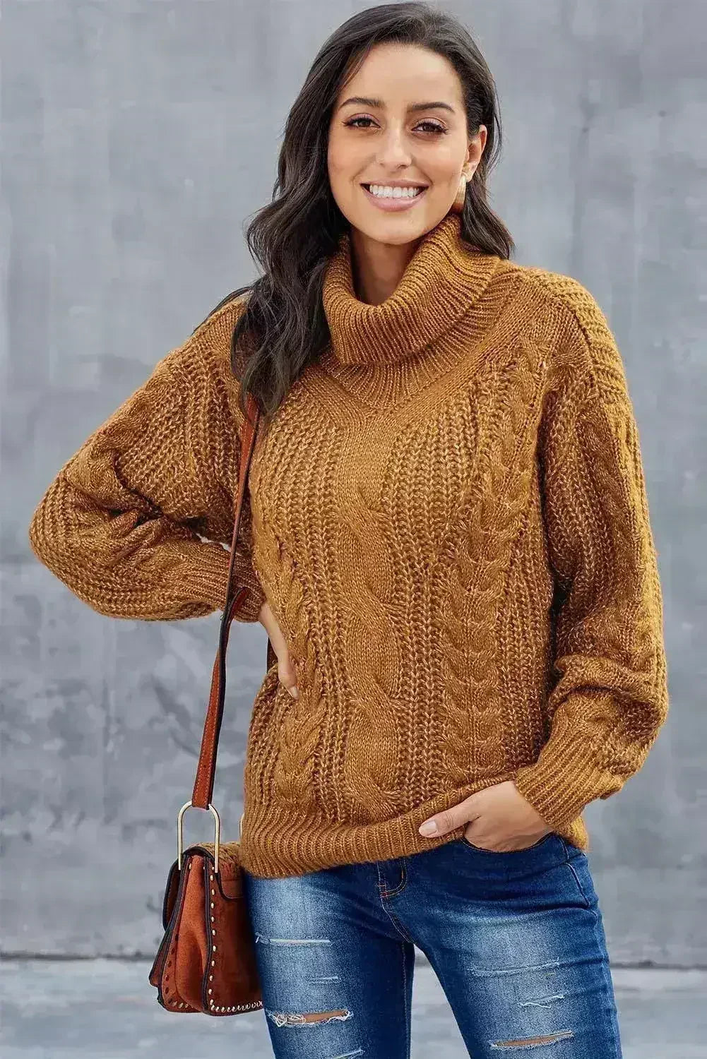 New Yellow Chunky Turtleneck Winter Sweater - Femstylo