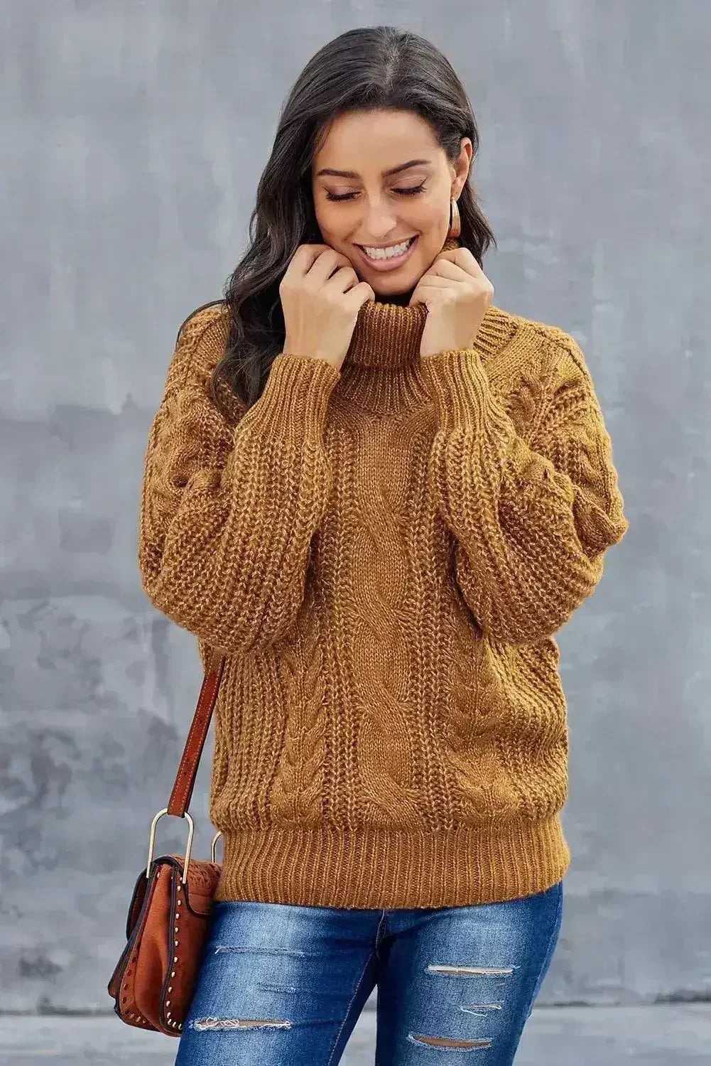 New Yellow Chunky Turtleneck Winter Sweater - Femstylo