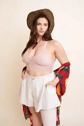 Ribbed Lace Boho Racerback Bralette Plus - Femstylo