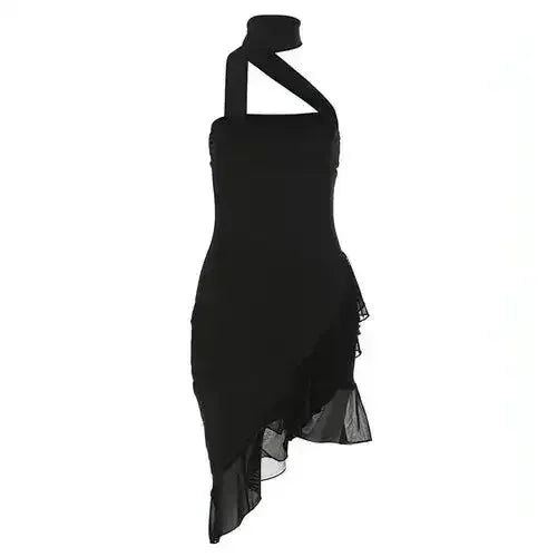 Fashion Halter Off-shoulder Slim Fit Stringy Selvedge Dress - Femstylo