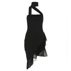 Fashion Halter Off-shoulder Slim Fit Stringy Selvedge Dress - Femstylo