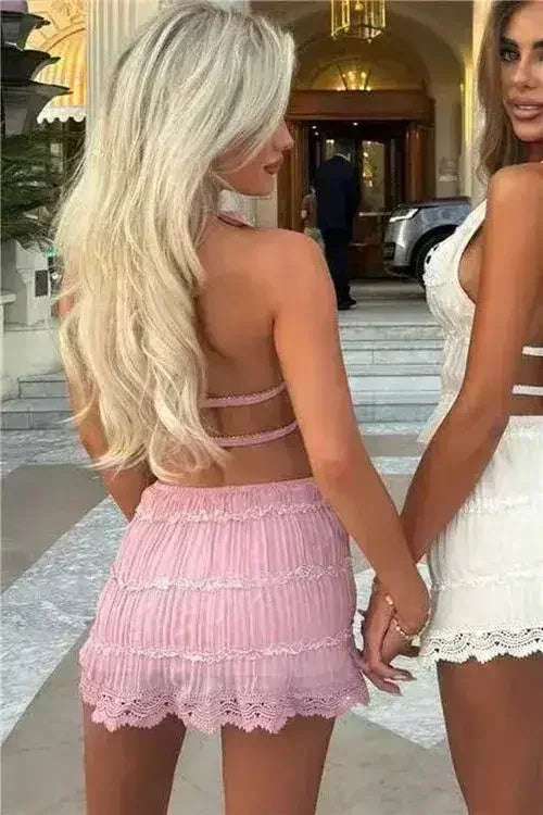 Women's Spring And Summer Backless Pleated Stripe Fabric Personalized - Femstylo