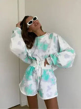 Lace-up Shorts Tie-dye Two-piece Set For Women - Femstylo