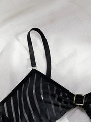 Women Striped Backless See through Mesh Body Shaping Sexy Jumpsuit - Femstylo