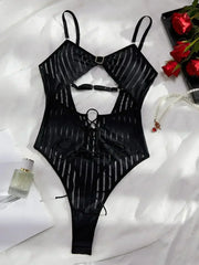 Women Striped Backless See through Mesh Body Shaping Sexy Jumpsuit - Femstylo