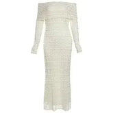 25 Edition – Elegant Off-Shoulder Lace Maxi Dress (Socialite Style) - Femstylo