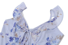 Yellow Floral Maxi Dress | Retro V-Neck Summer Party Gown -femstylo