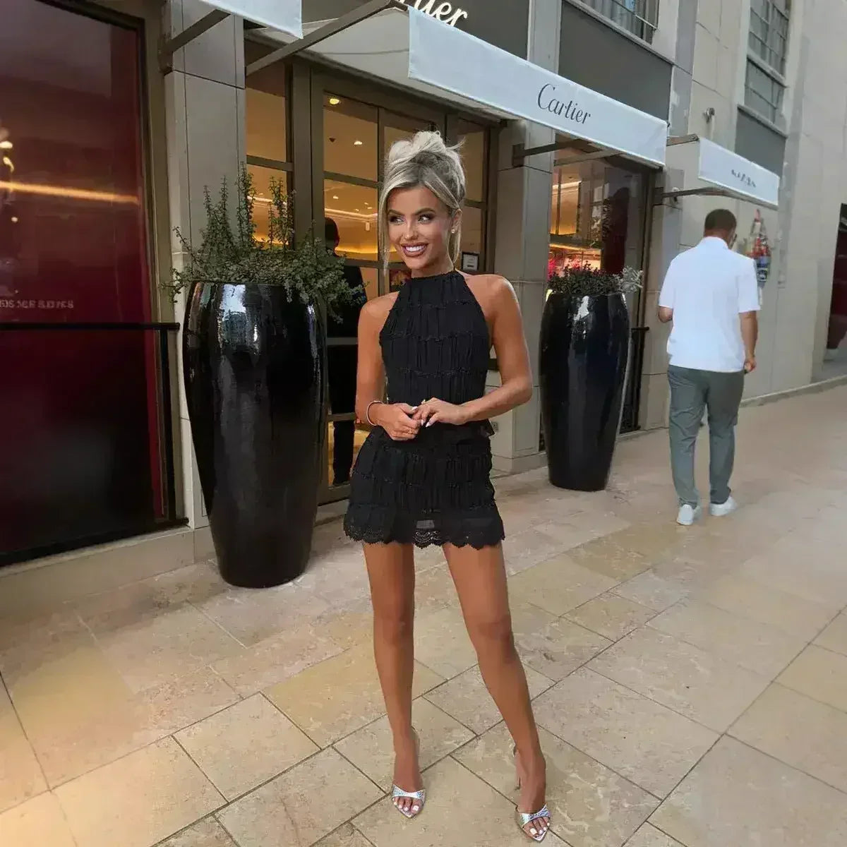 Women's Spring And Summer Backless Pleated Stripe Fabric Personalized - Femstylo