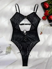 Women Striped Backless See through Mesh Body Shaping Sexy Jumpsuit - Femstylo