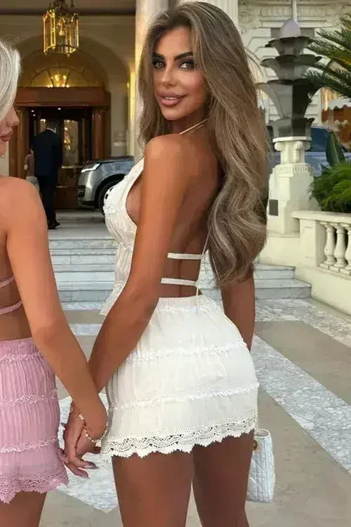 Women's Spring And Summer Backless Pleated Stripe Fabric Personalized - Femstylo