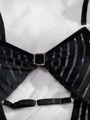 Women Striped Backless See through Mesh Body Shaping Sexy Jumpsuit - Femstylo