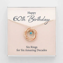 60th Birthday Gift For Woman, Birthday Gift For Mom, 6 Rings 6 Decades - Femstylo