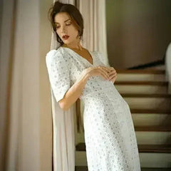 OLYMPIA Embroidered Cotton Dress - Femstylo