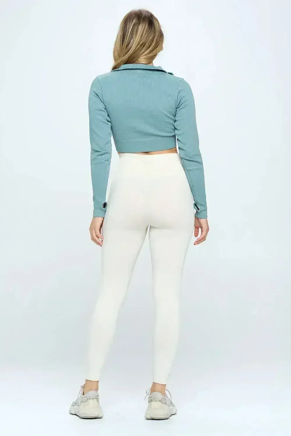 Seamless Half Zip Thumb Holes Crop Top | Stylish & Functional - Femstylo