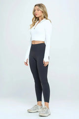 Seamless Half Zip Thumb Holes Crop Top | Stylish & Functional - Femstylo
