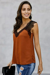 Orange Sleeveless One More Night Lace Cami Tank - Femstylo