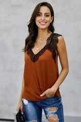 Orange Sleeveless One More Night Lace Cami Tank - Femstylo