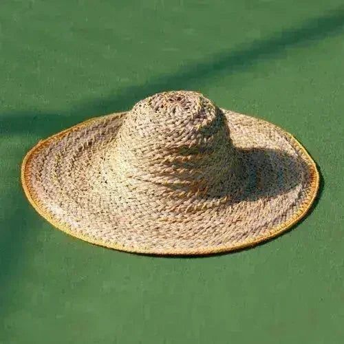 Balinese Pecatu Wide Round Straw Hat In Butter Yellow - Femstylo