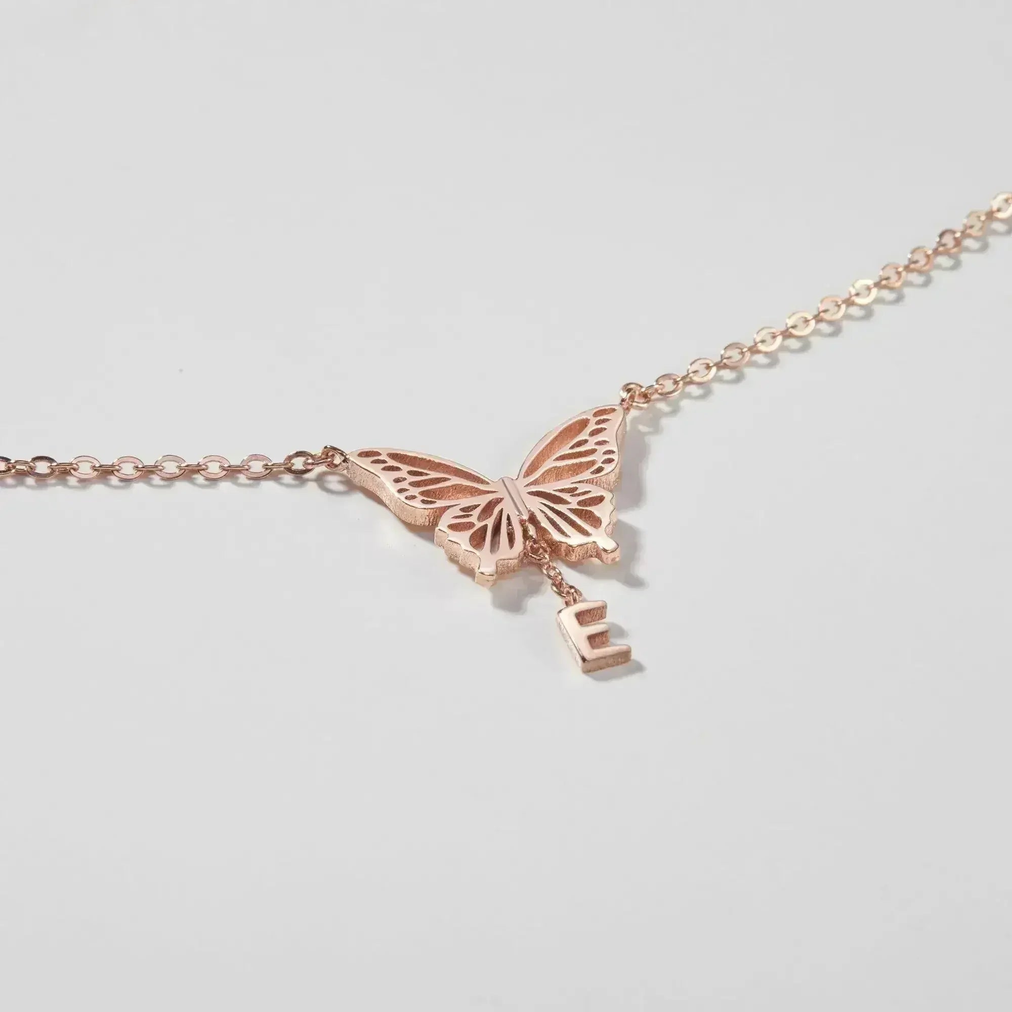 Custom Letter Necklace, Initial Jewelry, Initial Butterfly Necklace - Femstylo
