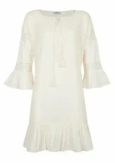 Paradiso Lace Trim Tunic Dress | Cotton Gauze | Femstylo - Femstylo