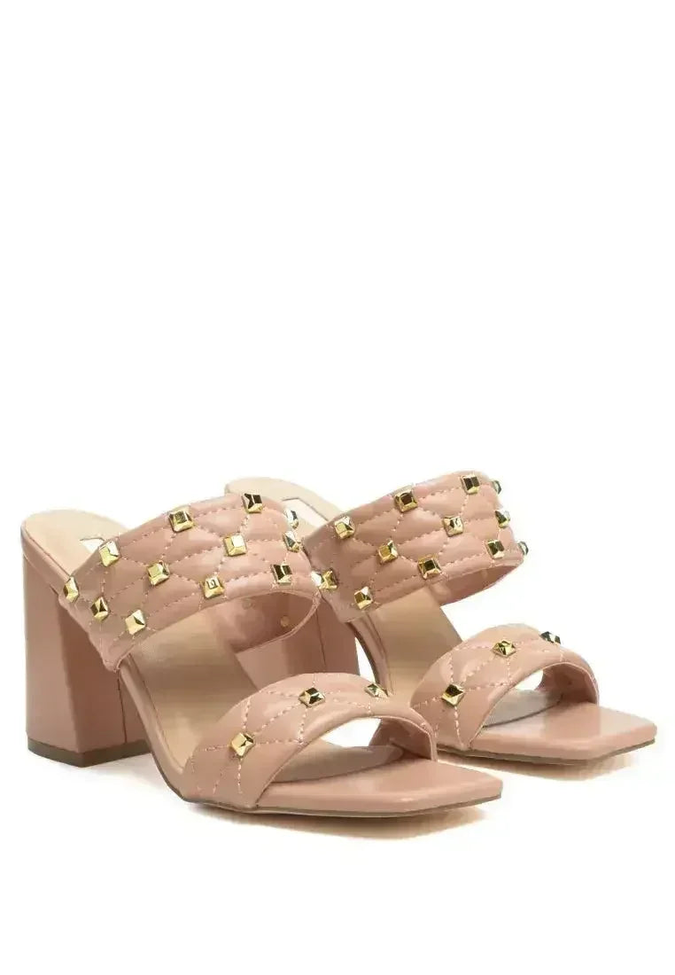 Fischer Stud Embellished Block Heel Sandals - Femstylo