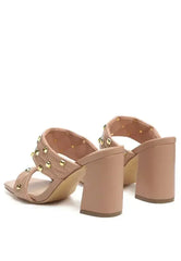 Fischer Stud Embellished Block Heel Sandals - Femstylo