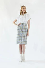 Luxe Plaid Tweed Pencil Skirt - Femstylo