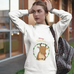 Reindeer Christmas Sweatshirt - Cozy Holiday Sweater | Femstylo - Femstylo