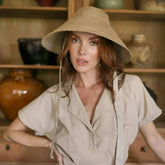 REIGN Jute Straw Hat In Nude Beige - Femstylo