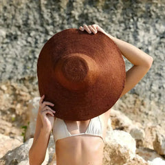 RIRI Jute Handwoven Straw Hat In Burnt Sienna - Femstylo