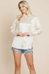 Casual Animal Print Satin Button up Shirts Blouse | Femstylo - Femstylo