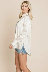 Casual Animal Print Satin Button up Shirts Blouse | Femstylo - Femstylo