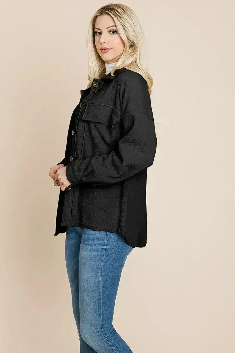 Fleece Jacket Lapel Button up Sherpa Coat - Femstylo