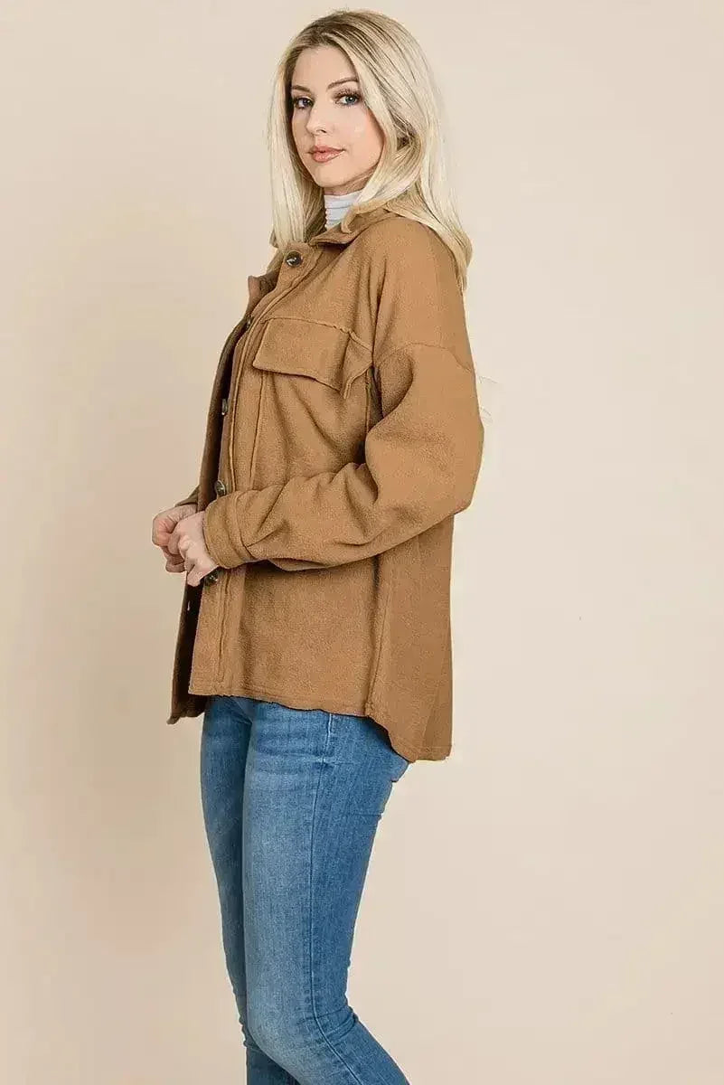 Fleece Jacket Lapel Button up Sherpa Coat - Femstylo