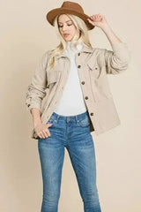 Fleece Jacket Lapel Button up Sherpa Coat - Femstylo