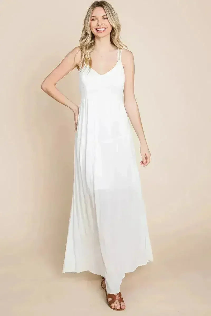Beach Maxi Bridesmaid Dress with Criss Cross Back - Femstylo