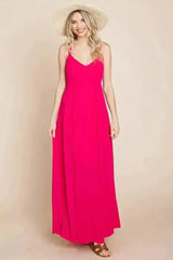 Beach Maxi Bridesmaid Dress with Criss Cross Back - Femstylo