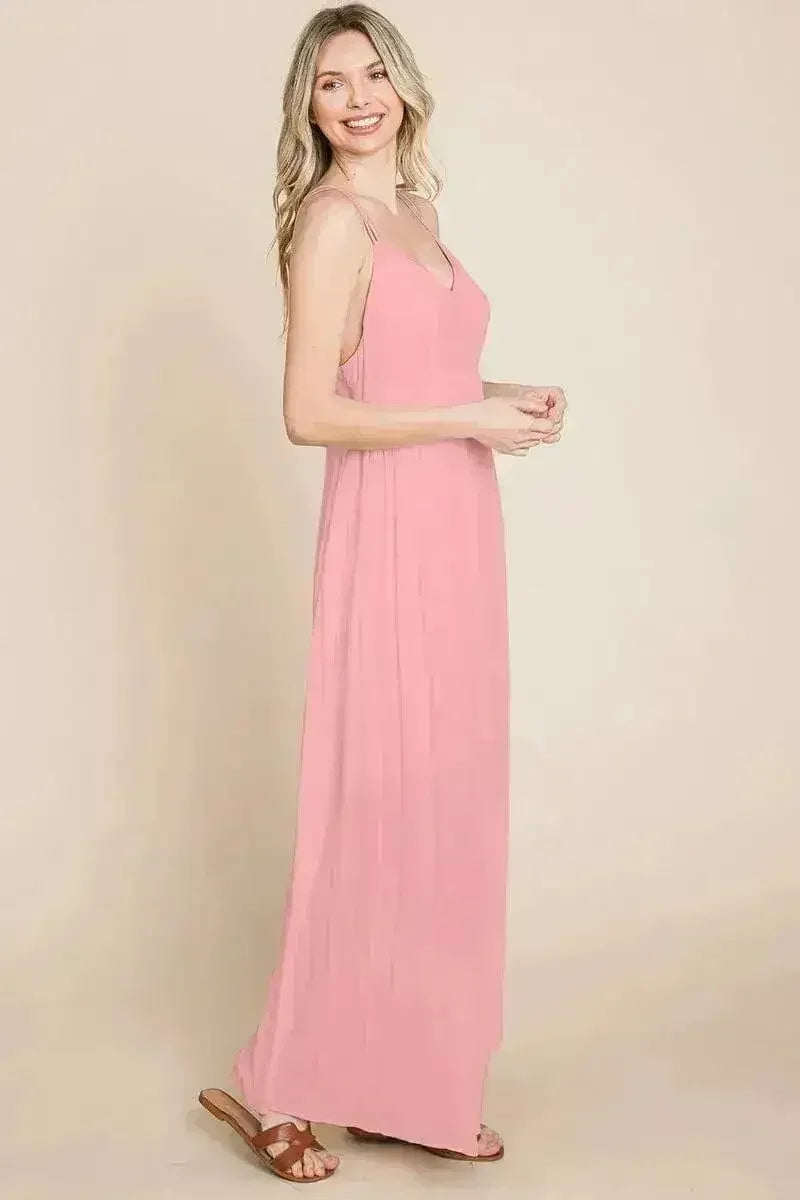 Beach Maxi Bridesmaid Dress with Criss Cross Back - Femstylo