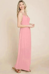 Beach Maxi Bridesmaid Dress with Criss Cross Back - Femstylo