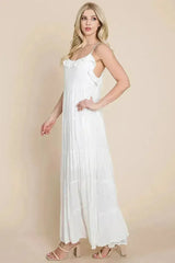 Tiered Tie Strap Cami Maxi Dress - Femstylo