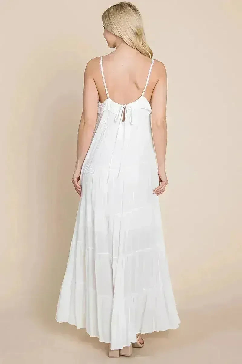 Tiered Tie Strap Cami Maxi Dress - Femstylo